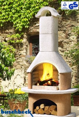 Buschbeck Gartengrillkamin Athen weiß-terra