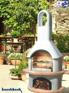 Buschbeck Gartengrillkamin Carmen weiß-terrakottafb.