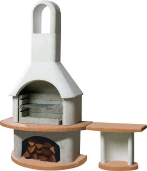 Buschbeck Gartengrillkamin Carmen mit Tisch grau-terra