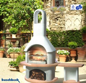 Buschbeck Gartengrillkamin Carmen mit Tisch grau-terra