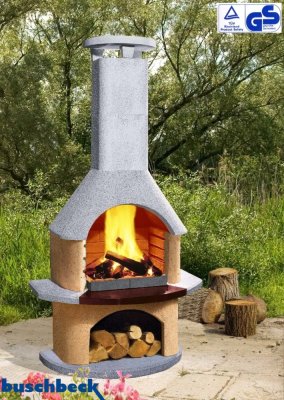 Buschbeck Gartengrillkamin Jupiter weiß-terra