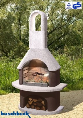 Buschbeck Gartengrillkamin Milano weiß-braun