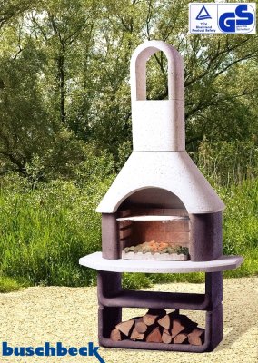 Buschbeck Gartengrillkamin Montana weiß-braun