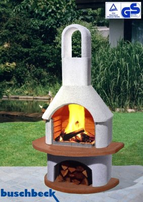 Buschbeck Gartengrillkamin Palma weiß-rot