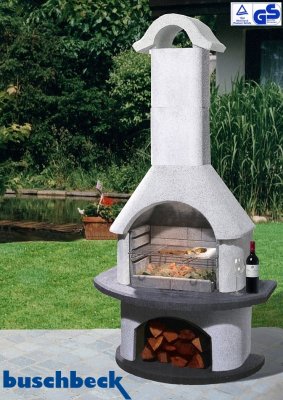 Buschbeck Gartengrillkamin Verona weiß-anthrazit