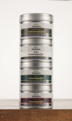 Herbaria BIO Pfefferspezialit&auml;ten - Probier- und Geschenkset aus vier Bio-Feinschmecker Gew&uuml;rzmischungen