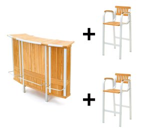 Schnäppchen Ecke Landmann Grill Bar: Teakholz Theke mit Bar Hocker