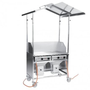 Th&uuml;ros IV Gas Edelstahl Gewerbegrill fahrbar mit Dach