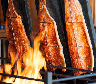 Flammlachs Flammlachs am offenen Feuer