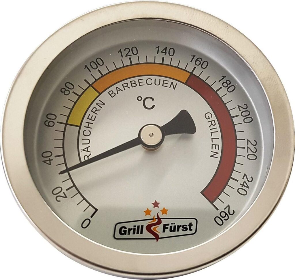 Ein Grillthermometer dient dazu, die Temperatur im Innern des Garraums zu messen. Das ist wichtig, um die optimale Gartemperatur zum Räuchern, Braten und Dünsten im Grill einhalten zu können.