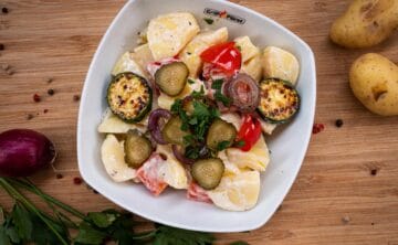 Gegrillter Kartoffelsalat mit viel Gemüse