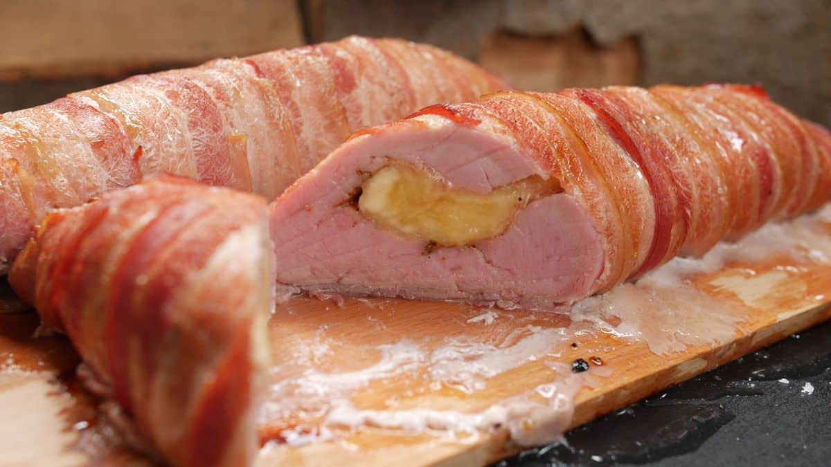 Schweinefleisch Rezept mit Bacon und BAnane