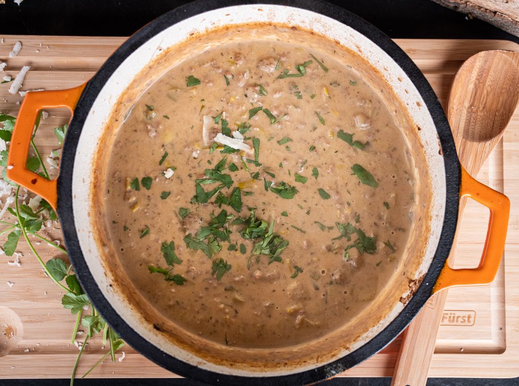 Lauch-Kaese-Suppe aus dem Dutch Oven