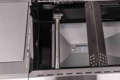 Edelstahl Stabbrenner und massive Edelstahl Flammenschutzbleche Der Grillfürst Gasgrill mit Edelstahl Flammenverteilern