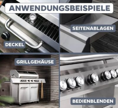 Grillreiniger richtig anwenden - geeignet für Deckel, Seitenablagen, Grillgehäuse und Bedienblenden Grillreiniger richtig anwenden - geeignet für Deckel, Seitenablagen, Grillgehäuse und Bedienblenden