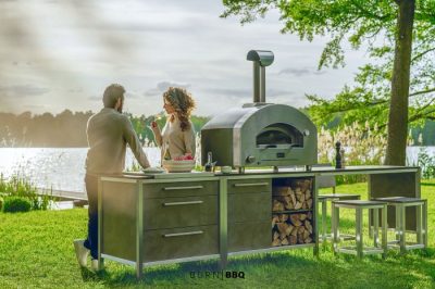 BURN Outdoorkitchen auch mit Theke und Pizzaofen Auch mit Theke möglich: BURN Outdoorkitchen BBQ mit Pizzaofen