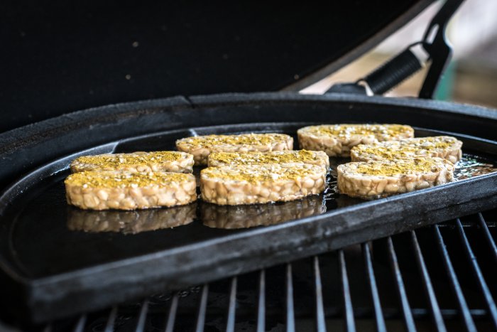 Big Green Egg Gussplatte kann alternativ einfach auf den Grillrost gelegt werden