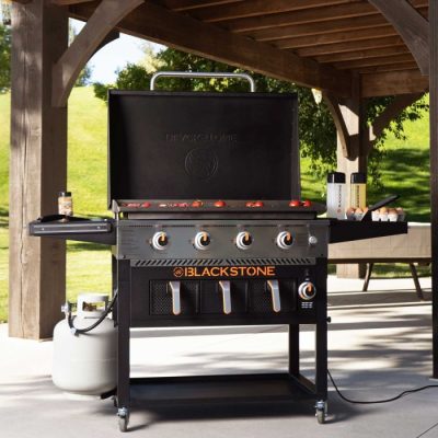 Blackstone Griddle Grill mit massiver Plancha Grillplatte und Air Friyer Fritteusen