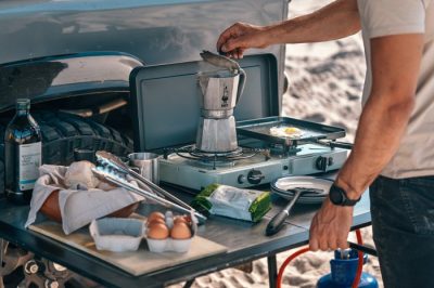 CADAC 2-Cook Gaskocher mit Zubehör Grillplatte und Kaffeekannenständer