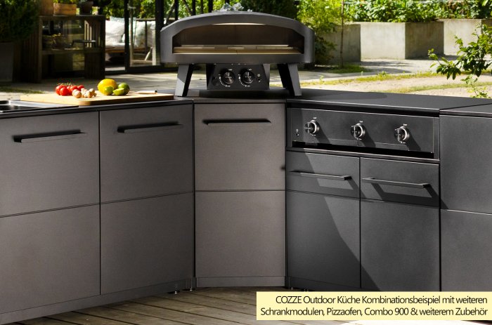 Kombinationsbeispiel COZZE Outdoor Küche Elements mit Eckmodul