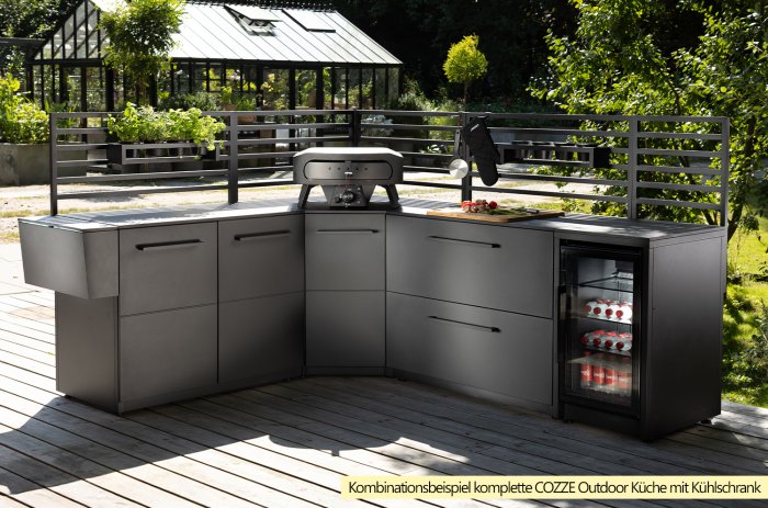 Kombinationsbeispiel COZZE Outdoor Küche Elements mit Kühlschrank