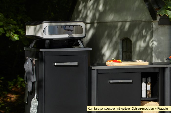 COZZE Outdoorküche - 1-türiges Schrank Modul mit COZZE Elektro Pizzaofen mit rotierendem Pizzastein