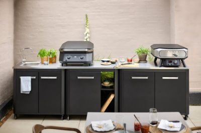 COZZE Outdoor Küche Kombinationsbeispiel Spülenschrank / Schrankmodul 90 cm / Schrankmodul 120 cm COZZE Outdoor Küche Kombinationsbeispiel