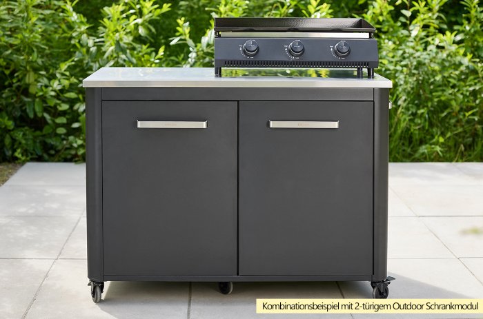 COZZE Plancha 700 - 3 Brenner Plancha Grill mit 2-türigem Outdoor Schrankmodul