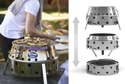 Lässt sich besonders platzsparend verstauen: Petromax Atago Camping Holzkohlegrill