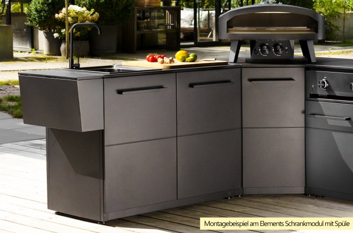 Kombinationsbeispiel COZZE Outdoor Küche Elements mit Mülleimer