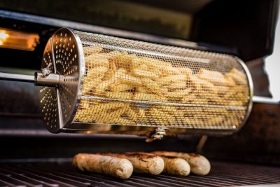 Drehspieß Zubehör für den Grill Der Drehspießkorb bietet vielfältige Möglichkeiten für die Zubereitung von Fleisch und Gemüse