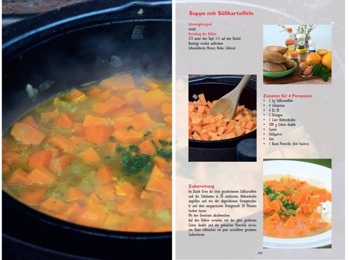 Dutch Oven Fibel XXL 2 mit Rezept für Süßkartoffel-Suppe