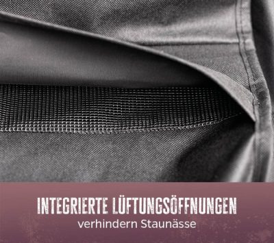 Die Grillabdeckhaube bietet mit Lüftungsöffnungen eine optimale Luftzirkulation Die Grillabdeckhaube bietet mit Lüftungsöffnungen eine optimale Luftzirkulation