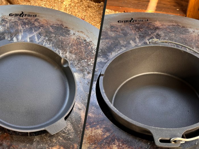 Grillfürst Feuerplatte mit DO12 Dutch Oven oder Gusseisen Pfanne 40 cm