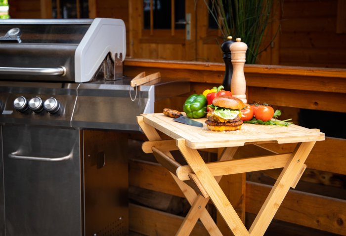 Grillfürst Grill Beistelltisch - Klapptisch mit abnehmbaren Schneidebrett