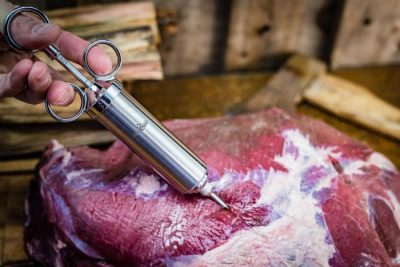 Edelstahl Marinadenspritze für große Fleischstücke Mit einer Marinadenspritze Marinade direkt ins Innere des Grillgutes injizieren.