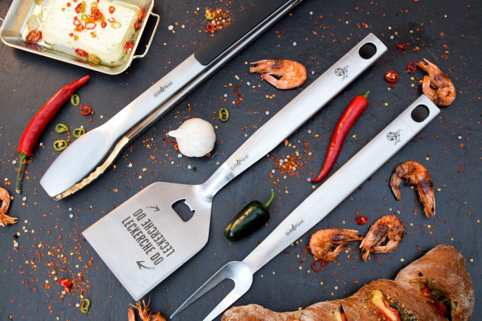 FC Köln Premium Grillbesteck Set mit Grillzange, Grillgabel und Grillwender