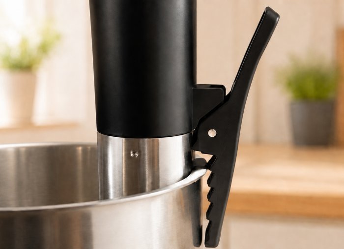 Höhenverstellbare Halteklammer des Grillfürst Sous Vide Sticks