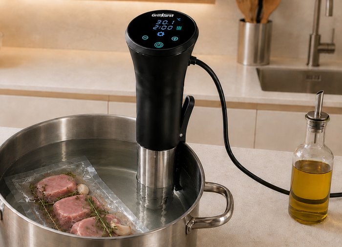 Grillfürst Sous Vide Stick beim Garen von Lendenmedaillons