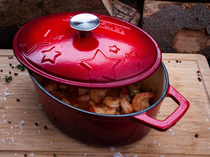 Grillfürst Gussbräter rot Sternentöpfchen 3,5 Liter