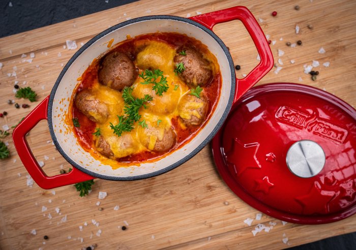 Grillfürst Dutch Oven Gussbräter rot S für Auflauf und Gratins