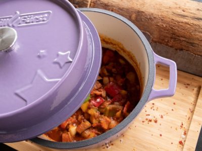 Der Grillfürst Dutch Oven DO7,5 ohne Füße und mit Emaillierung in Lila