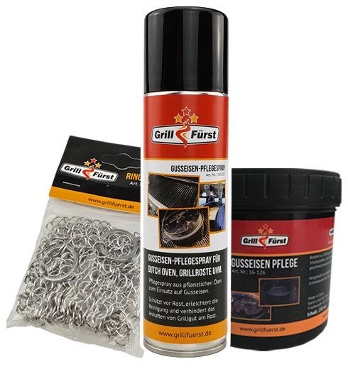 Grillfürst Gusseisen Pflegepaste, Ringreiniger und Trennspray
