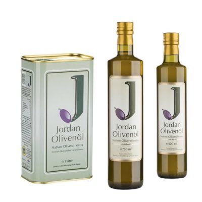 Jordan Olivenöl nativ extra in der Flasche oder dem Kanister