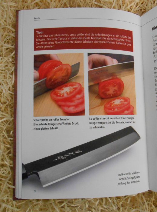 Mit Hilfe von weichem Gemüse erkennen Sie einfach die aktuelle Schärfe Ihres Messers