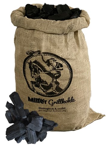 Miller Grillkohle Holzkohle im Jutesack