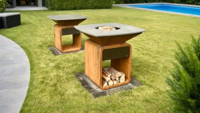 Moesta One Fireplace Moesta One Fireplace mit Lavastein Feuerplatte und Tischplatte