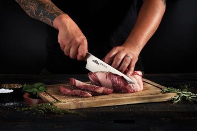 Giesser Kochmesser Chefs Das Universalwerkzeug für Fleisch, Fisch und Gemüse – Kochmesser mit breite Klinge und schmaler Spitze