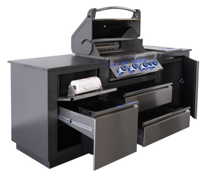 Napoleon Outdoor Küche Oasis Compact 105 mit Prestige 500 Einbaugrill und Sizzle Zone Einbaubrenner