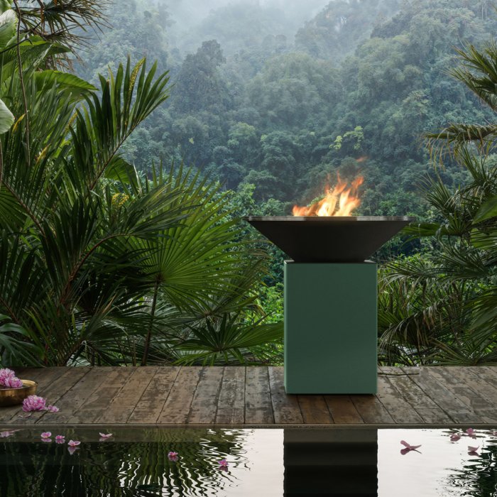 OFYR Grill Feuerplatte im harmonischen, grünen Design